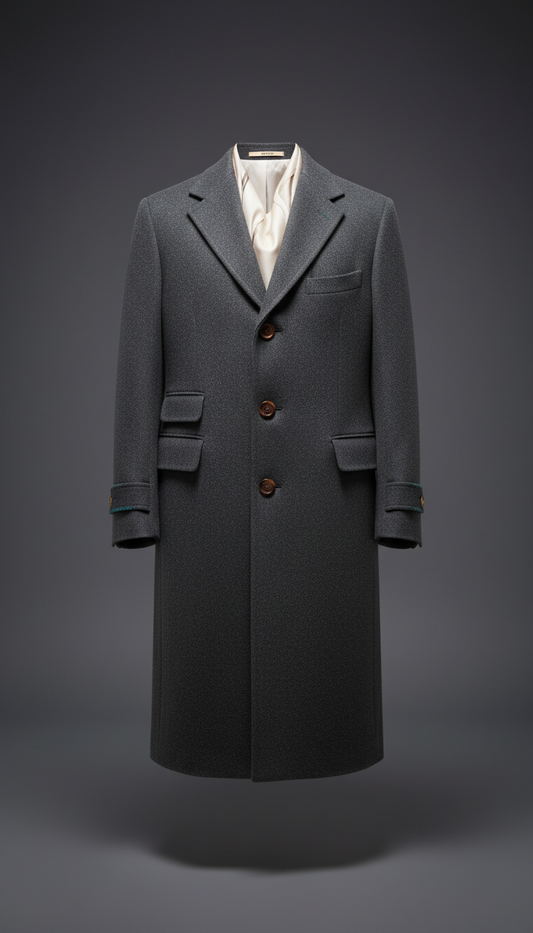 Tailored Wool Overcoat With Hidden Placket