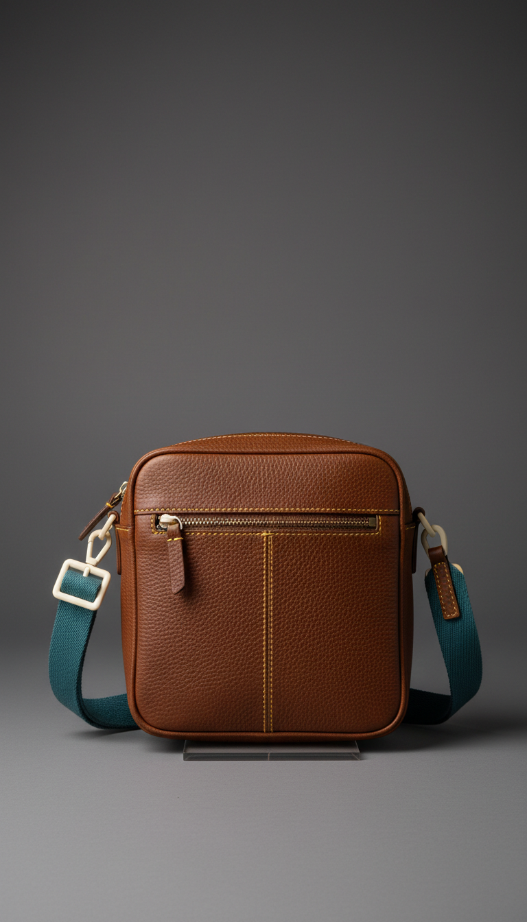 Italian Leather Crossbody Bag With Magnetic Closure